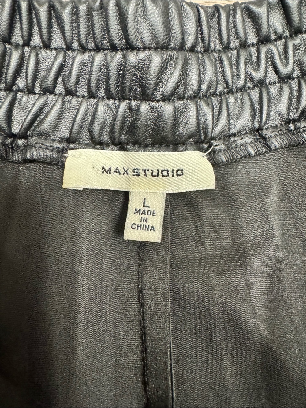 Max Studio Black Pleated Faux Leather Midi Skirt - Picture 3 of 4